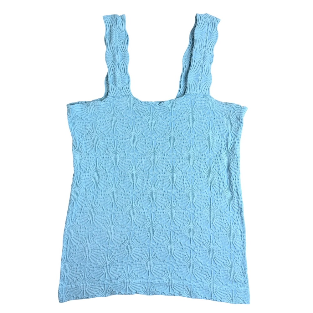 Once & Again NYC Collection Light Blue Textured Jacquard Tank Top L/XL